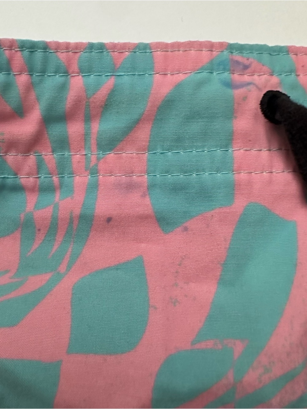 Kids Swim Trunks - Pink & Teal Patterned Swim Shorts - Picture 2 of 4